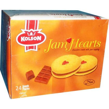 Jam Hearts Biscuit - Chocolate (24 Ticky Pack Box)