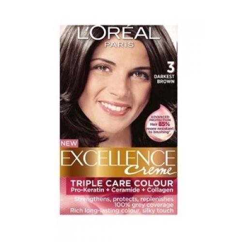 Loreal Excellence Creme 3 Darkest Brown - Hair Color & Dye 