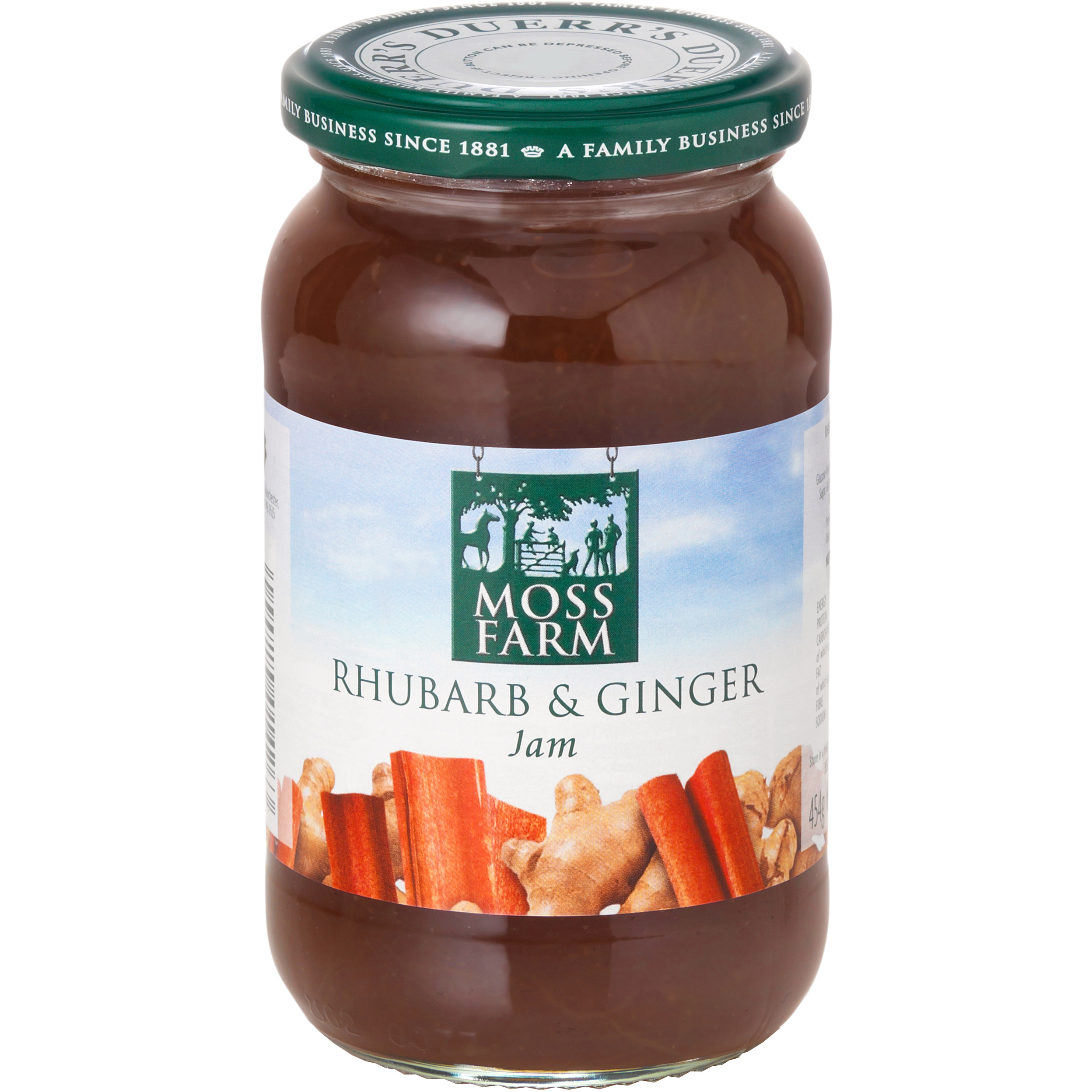 Moss Farm Rhubarb And Ginger Jam (454gm) Jams, Jelly, Cheese, Spreads