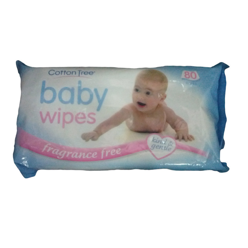 Cotton Tree Baby Wipes Fragrance Free 80Pcs Wipes Gomart.pk