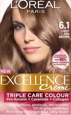 Loreal Excellence Creme 6.1 Light Ash Brown - Hair Color & Dye | Gomart.pk